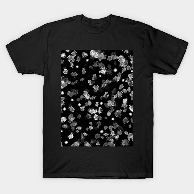 Black and white falling leaves T-Shirt by Spinkly